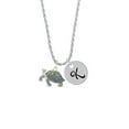 thumbnail image 2 of Delight Jewelry Enamel Side Turtle Silvertone Script Initial Disc - K - Charm Necklace, 20"+3", 2 of 4