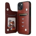 thumbnail image 5 of Allytech iPhone 13 Wallet Case with Card Holder, PU Leather Butterfly Embossed Kickstand Magnetic Closure Shockproof Protection Case Cover for Apple iPhone 13 6.1",Brown, 5 of 9