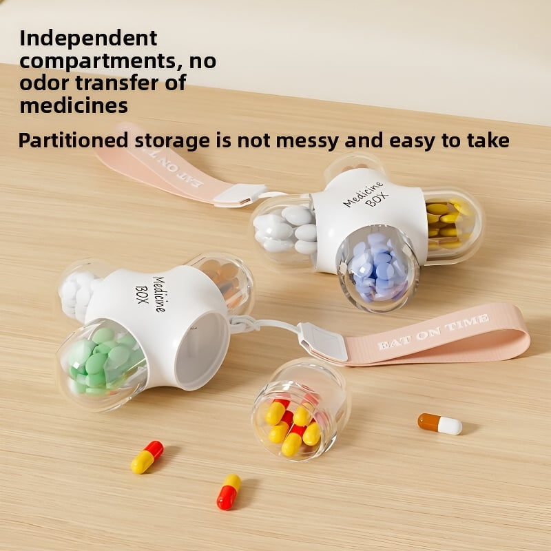 Portable Pill Organizer & Splitter, Daily AM/PM Medicine Dispenser with Cutter, Travel-Friendly Vitamin Storage Box for Pocket or Purse