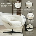 thumbnail image 2 of Modern Chenille Office Chair, 360° Swivel Club Chair/Accent Chair with Removable Cushion, Round Office Chair, Black Metal Base, Cotton Material, Living Room, Bedroom, Reading Corner, Office (Beige), 2 of 5