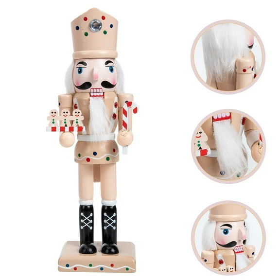 Tkrady Christmas Wooden Nutcracker 10 inch Gingerbread Man Figurine Display Table Festive Collectible Xmas Nutcracker Christmas Decor for Christmas