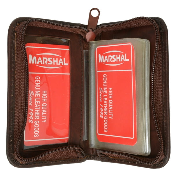 menswallet Small Zip Around Business Credit Card Holder Genuine Leather 670 CF (C) Black