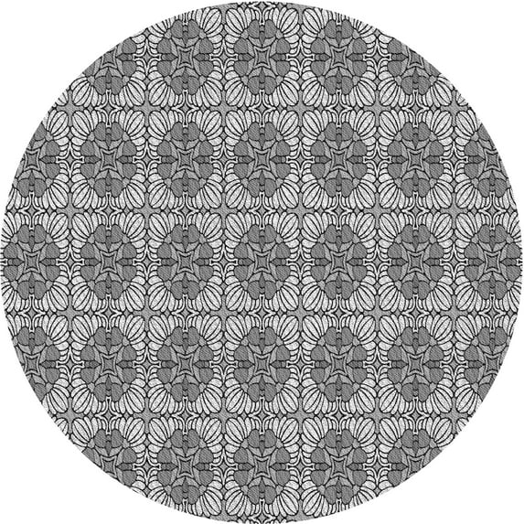 Ahgly Company Indoor Round Patterned Platinum Silver Gray Area Rugs, 6' Round