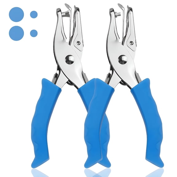 CCOCC Single Hole Punch,2 Pcs Hand Hole Puncher with Soft Grip Handle,1/4"And 1/8"Small Hole Paper Punch for Crafts,Scrapbooks,6 Sheets Capacity,Tags,Tickets-Blue