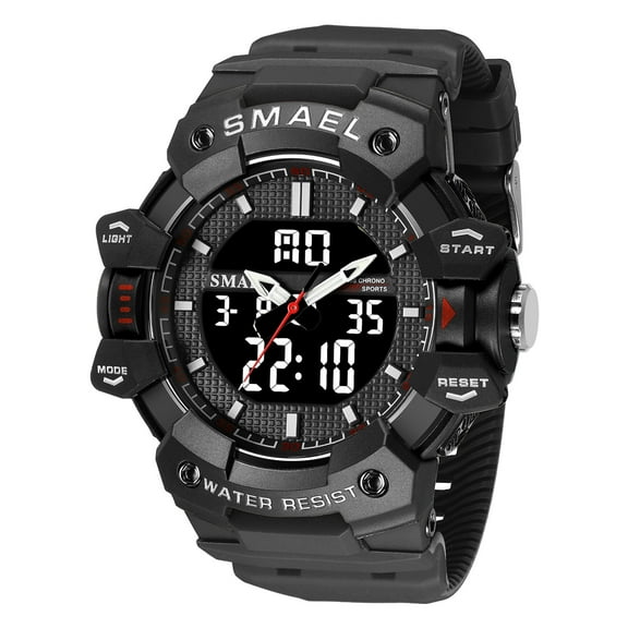 SMAEL Men's Watches Luxury Waterproof Dual Display Digital Wristwatch Stopwatch Military Quartz Wristwatches Male