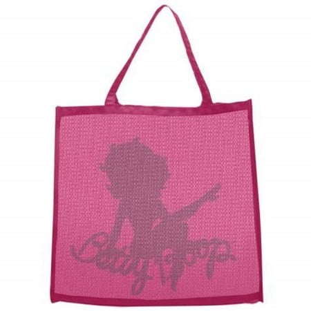 15 Inch Betty Boop Silhouette Design Mesh Tote Bag, Hot Pink