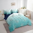 thumbnail image 3 of jejeloiu Vintage Plants Floral 7pcs Bedding Comforter Set,Retro Flowers Queen Bedding Sets,Cyan Green Queen Sheet Sets For Men Women,Breathable Home Decor Reversible, 3 of 8