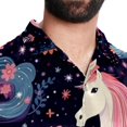 thumbnail image 5 of Starry Unicorn Men's Short Sleeve Poplin Shirt, Casual Printed Button Down Top for Summer Beach, Spread Collar Unisex Beach Shirt, 5 of 6