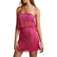 thumbnail image 2 of Women 2 Piece Sexy Low Cut Tassel Strapless Crop Top Sleeveless Backless Short Tops Bodycon Mini Skirt Set, 2 of 8