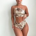 thumbnail image 4 of Womens Two Piece Swimsuits One Shoulder Print Bathing Suit High Waisted Bikini Swimwear, 4 of 7