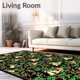 thumbnail image 2 of ODIKA 3'x5' Machine Washable Non-Slip Area Rug, Holiday Bell Cluster Featuring Decorative Pine Branches and Berries High Traffic Rug, Black, 649119, 2 of 7