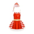 thumbnail image 2 of iiniim Kids Girls Christmas Dance Leotard Figure Ice Skating Bodysuit Mesh Tutu Dance Dress with Hat Size 6-16 A Red 16, 2 of 7