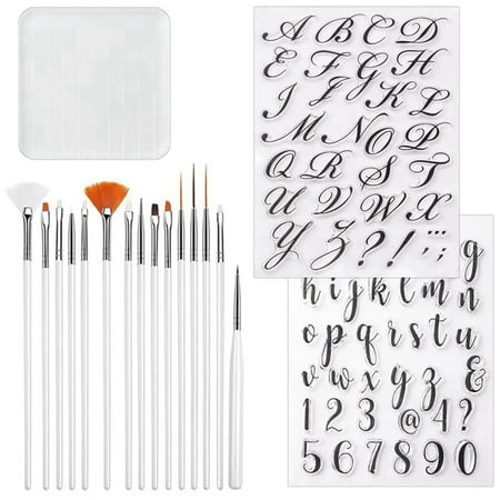 

Alphabet Cake Stamp Tools Fondant with Decorating Brushes Numbers Fondant Mold for Cookie Cake Decorating