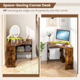 thumbnail image 4 of CRXX Corner Computer Desk, 90 Degrees Triangle Desk w/Shelves & CPU Stand, Compact Vanity Makeup Table with Storage, Corner Desks for Small Spaces (Rustic Brown, 33.5''), 4 of 19