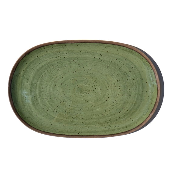 Retreat Pottery Melamine Oval Platter - Green - 16.9" x 10.9"