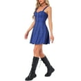 thumbnail image 4 of INSPIRE CHIC Women's Plaid Check Strap Zipper Front Sleeveless Dress XL Blue Black, 4 of 6