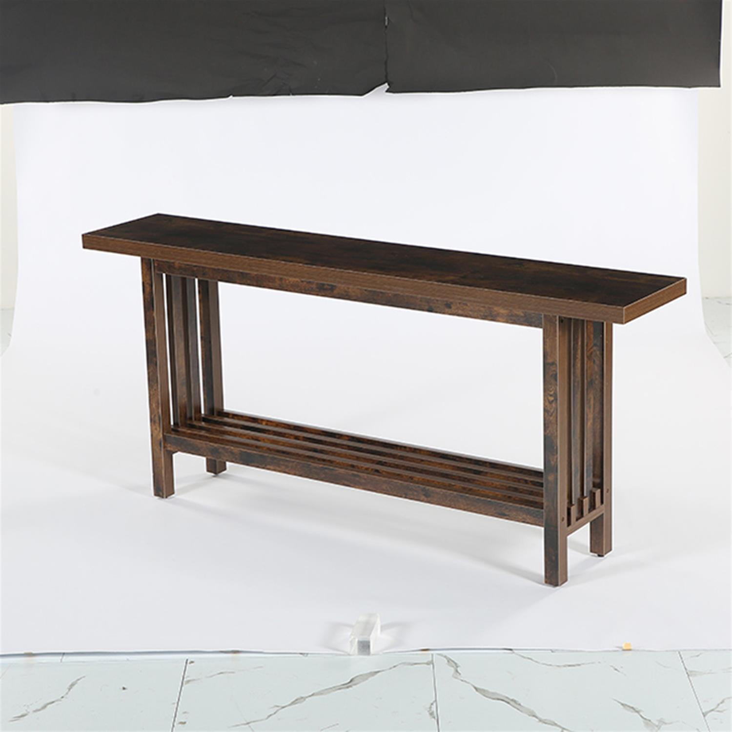 Demi Bonn 66.9" Console Table, Farmhouse Entryway Table Sofa Table Behind Couch, Foyer Display Table, Brown