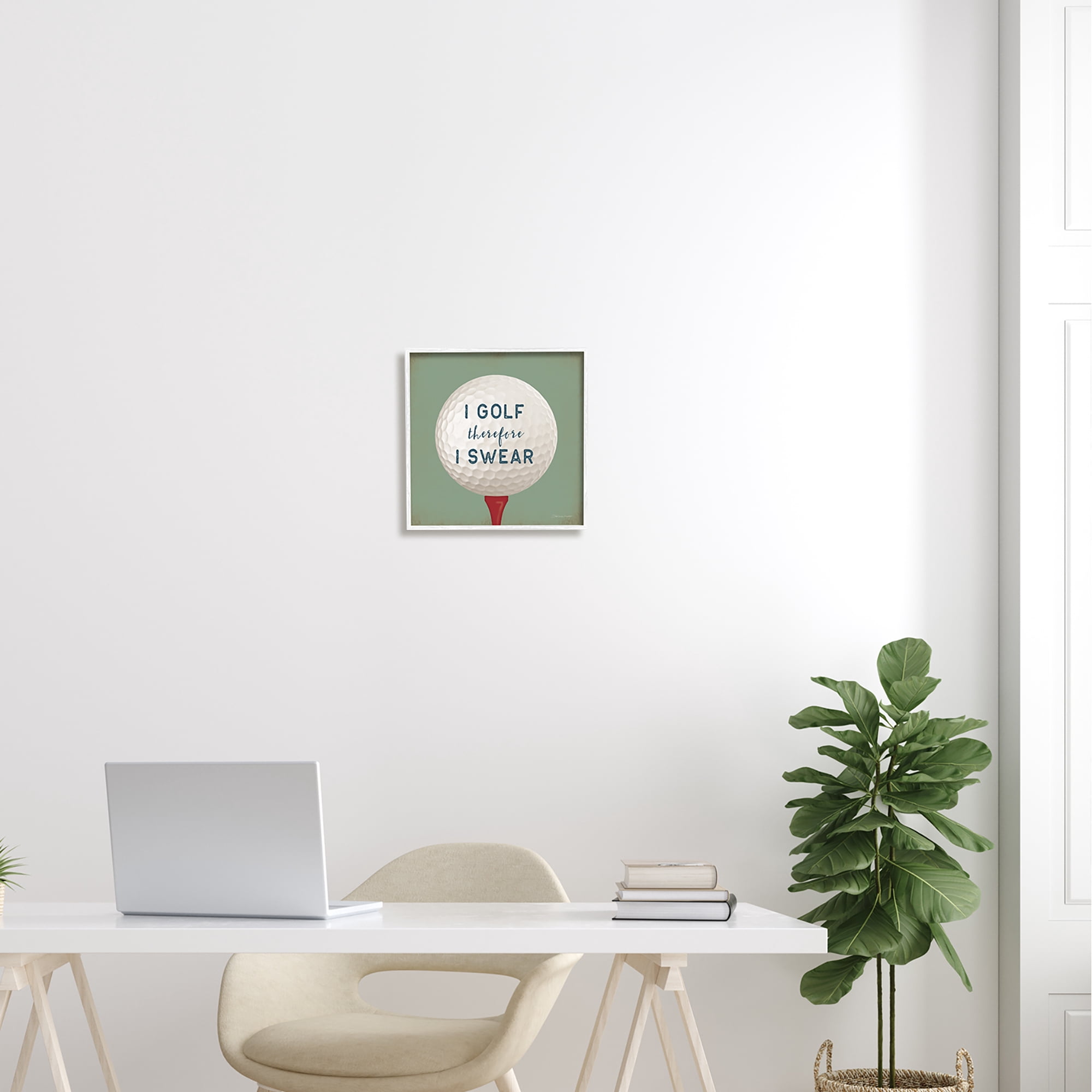 Stupell Golf Therefore I Swear Funny Sports Sports Painting White Framed Art Print Wall Art