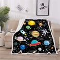 thumbnail image 5 of Outer Space Blanket Kids Blanket for Boys Gifts Constellation Solar System Blanket Fleece Ultra Soft Galaxy Rocket Planet Blanket for Kids Birthday for Bed Couch Sofa Living Room Decor, 5 of 5