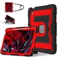 thumbnail image 1 of Funda para iPad Air 11 2025 / 2024, Silicona Anti-caída + Capa Protectora de PC con Soporte Grande Oculto, Correa para el Hombro, Funda Protectora Resistente a Golpes y Tres Pruebas para Tablet, Rojo, 1 of 7