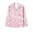 thumbnail image 4 of Lorytime Christmas Vacation Pjs Sets for Women Snowman Long Sleeved Collared Tops Elastic Waist Pants Soft Sleepwear, 4 of 5