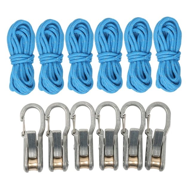 DYNWAVECA Rope with Roller Tensioner Heavy Duty Multipurpose Professional Paracord Adjuster Rope Tightening Tool for Outdoor Gear Tarps 6 Ropes 6 Hooks