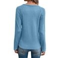 thumbnail image 3 of MELDVDIB Womens Sweater Knit Fall Winter Solid Color Long Sleeve Loose Pullover Tops Trendy Casual Stretch Comfy Crewneck Lounge Outfit Sky Blue XL, 3 of 7