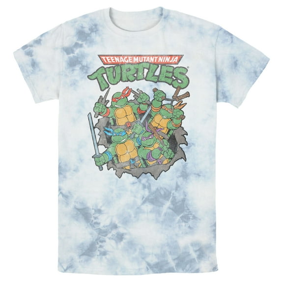 Men's Teenage Mutant Ninja Turtles Retro Turtles in Action  Graphic Tee White/Blue Medium
