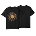 thumbnail image 2 of NAMTYQX Womens Casual Tops Gemustertes Loose Cool Stretch Scoop Neck Short Sleeve Trendy Graphic Plus Size Spring Tops for Women 2025 Gold Size 3XL, 2 of 3