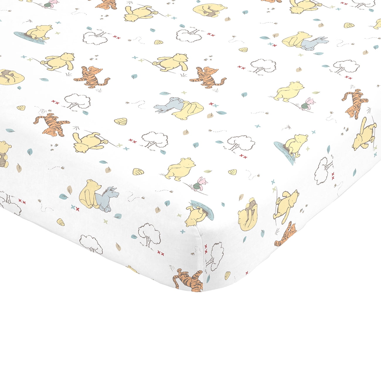 Disney 100% Cotton Fitted Crib Sheets, Winnie The Pooh Classic