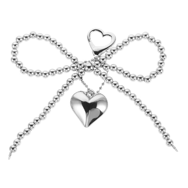 Elegant Bow Keychain With Heart Pendant Adorable And Stylish Keychain Charm For Women Bag Accessory Key Charm For Car Keys