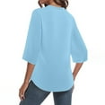 thumbnail image 4 of cfhntfmh Lounge Shirts for Women Comfy 3/4 Length Sleeve Solid Color Tops Fall Trendy Casual V Neck T-Shirts, 4 of 6
