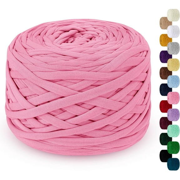 Kiibsot 10oz T Shirt Yarn for Crocheting 109 Yards Elastic Ribbon Yarn Thick Crochet Fabric Yarn, Knitting T-Shirt Yarn for Crochet Bag, Blanket, Basket, DIY Projects, Home Decor