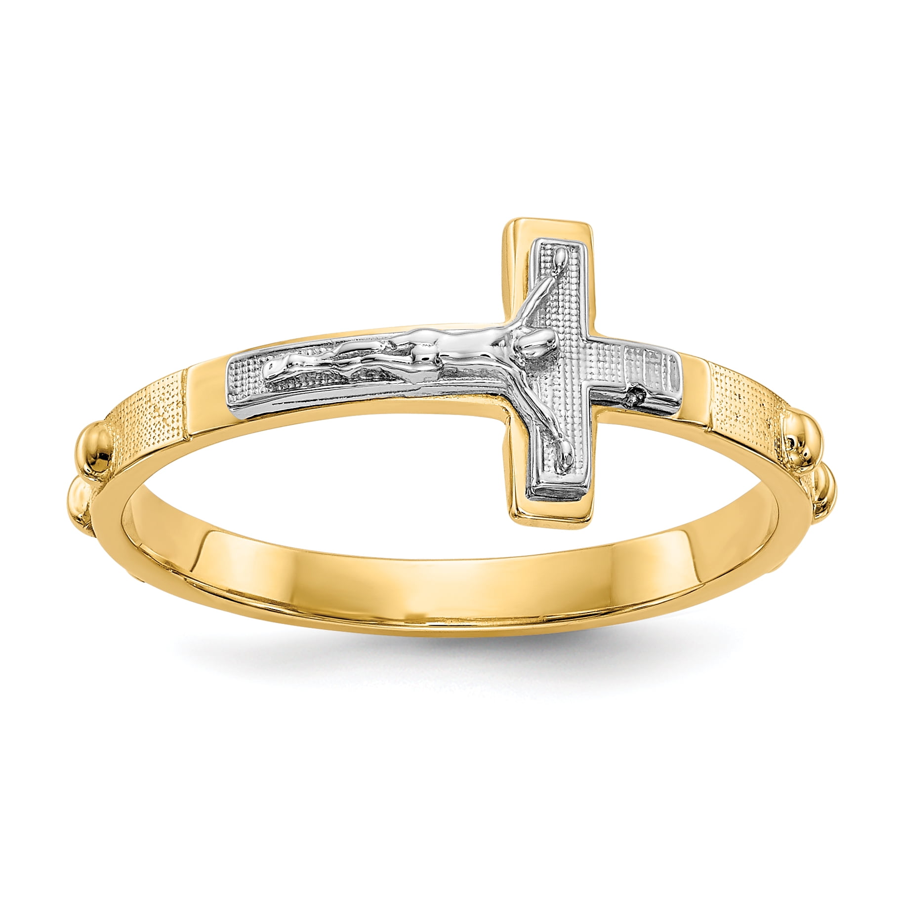 14k Yellow Gold Engravable Cross Religious Pendant Charm Necklace Latin Fine Jewelry Gifts For Women For Her