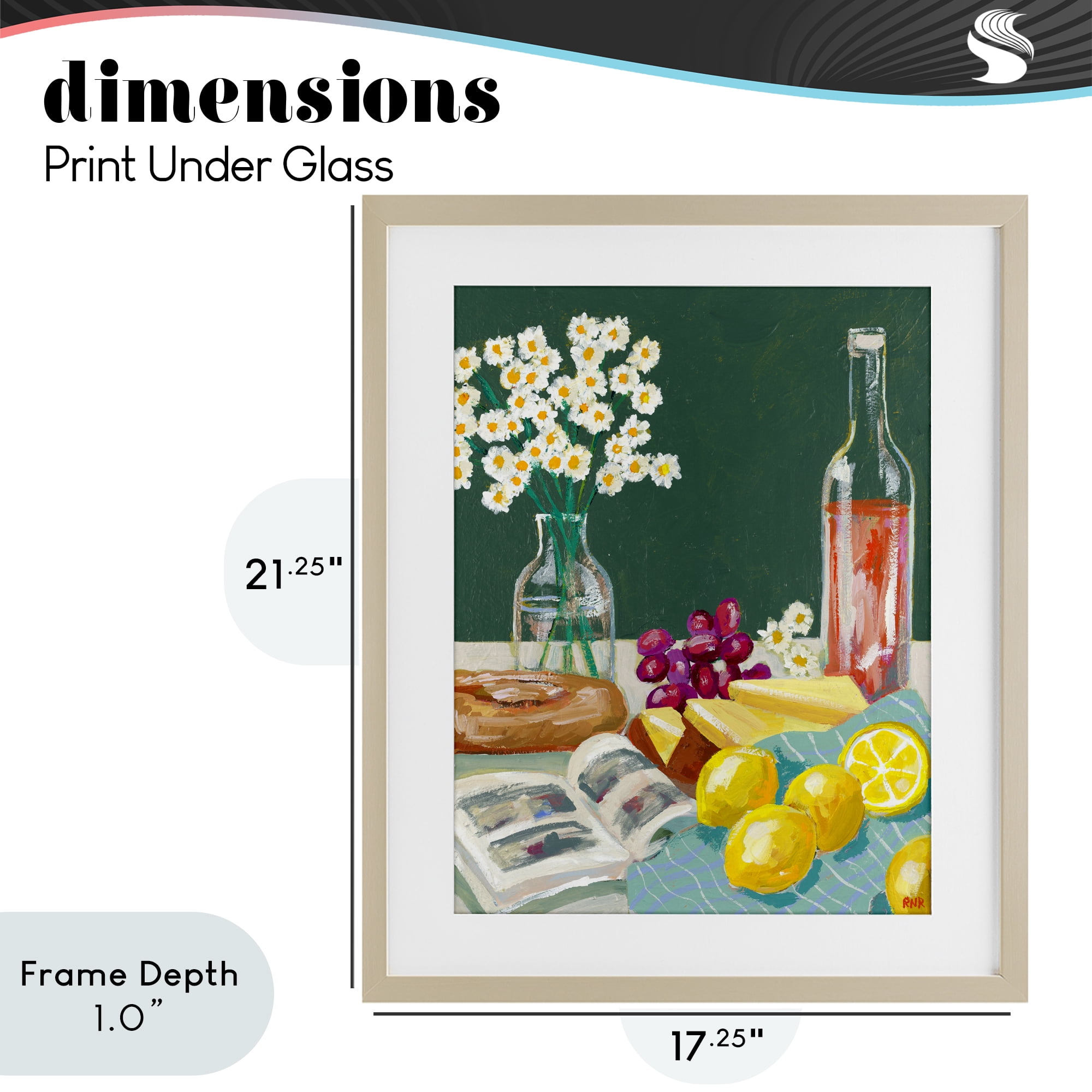 Stupell Industries Cheese, Wine and Lemon Still Life Birch Framed Print Under Glass, design by Rachael Reese
