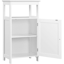 Renwick 4-Tier Free standing Storage Cabinet with Single Door and Adjustable Shelf for Bathroom Home, White