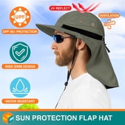 SUN CUBE Sun Hat for Men, Wide Brim Fishing Hat Neck Flap Cover Men Women, Hiking Safari, UV Sun Protection Summer Gardening Beach Camping UPF 50+, Olive