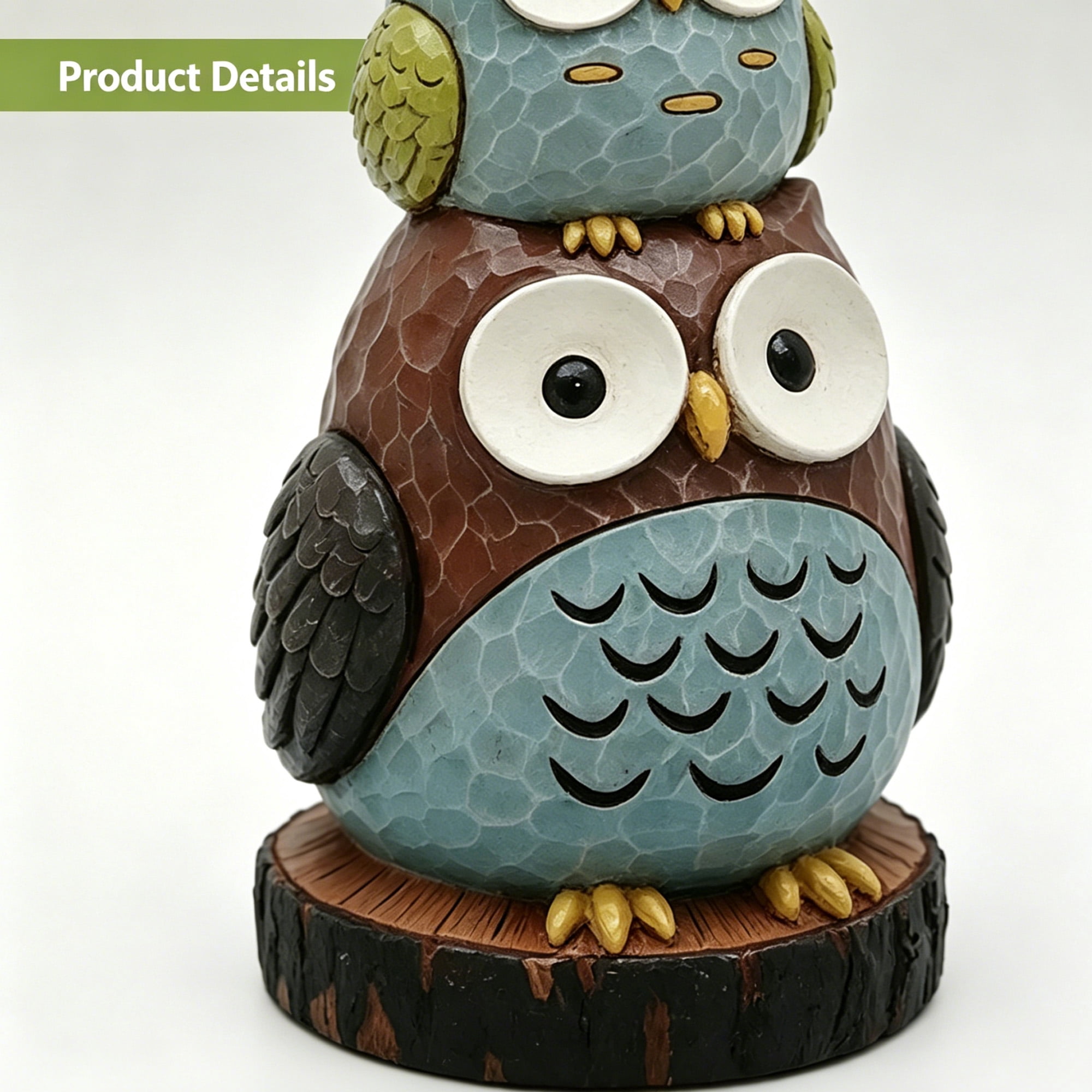 Abble 18" Stacking Owls Sculpture Garden Statue