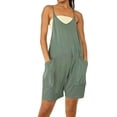 thumbnail image 1 of Mono de verano para mujer, pantalones cortos con tirantes, informales, cómodos, de Color liso, con bolsillos, sin mangas, 2023, 1 of 4
