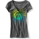 thumbnail image 1 of Aeropostale - Camiseta gráfica con cuello en V para mujer, Aero Ny 87, gris, pequeña, 1 of 1