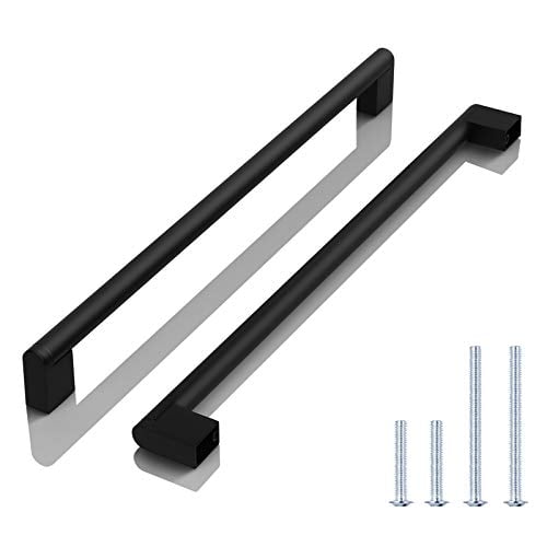 Knobwell 10 Pack Matte Black Cabinet Door Pulls Drawer T Bar Square Kitchen Handle 12 3 5 Inch Hole Center 14 1 Bathroom Handles Com Bar Square Kitchen Cabinet Door Handle, 12 Inch Cabinet Doors