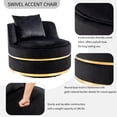 thumbnail image 5 of Harper & Bright Designs 360 Degree Swivel Accent Sofa Chair with Seat Cushion, Velvet Upholstered Round Barrel Chair for Living Room Bedroom, Black, 5 of 14