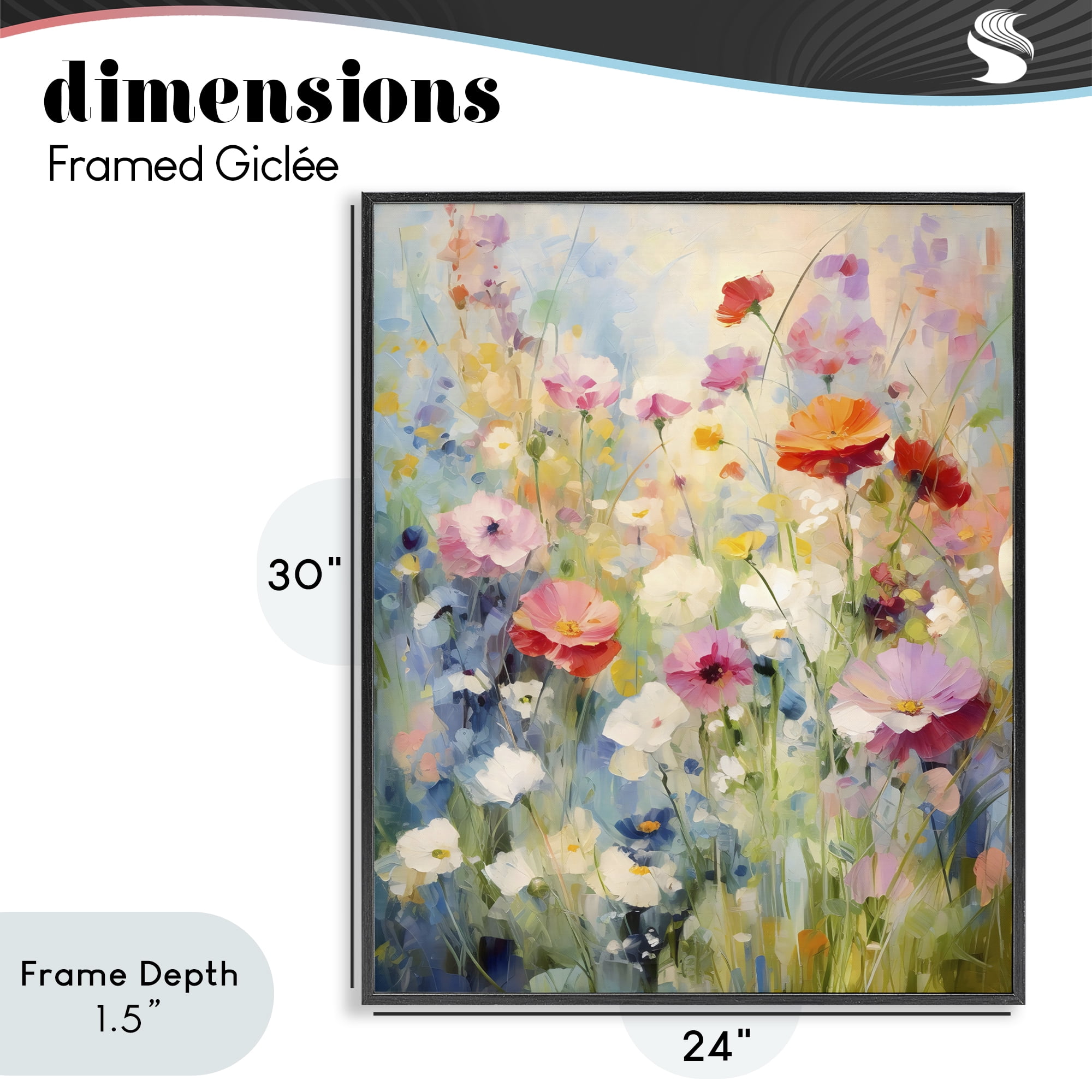 Stupell Industries Wildflower Breeze Impression Black Framed Giclee Art, design by Creative Studio