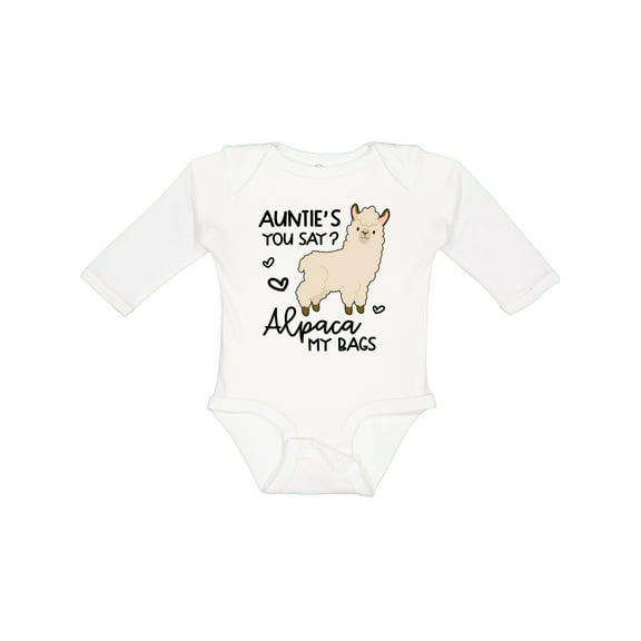 Inktastic Auntie's You Say Alpaca My Bags Boys or Girls Long Sleeve Baby Bodysuit