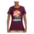 thumbnail image 2 of Wild Bobby, Flamingo Love Print, Animal Lover, Women Graphic Tee, Maroon, X-Large, 2 of 4
