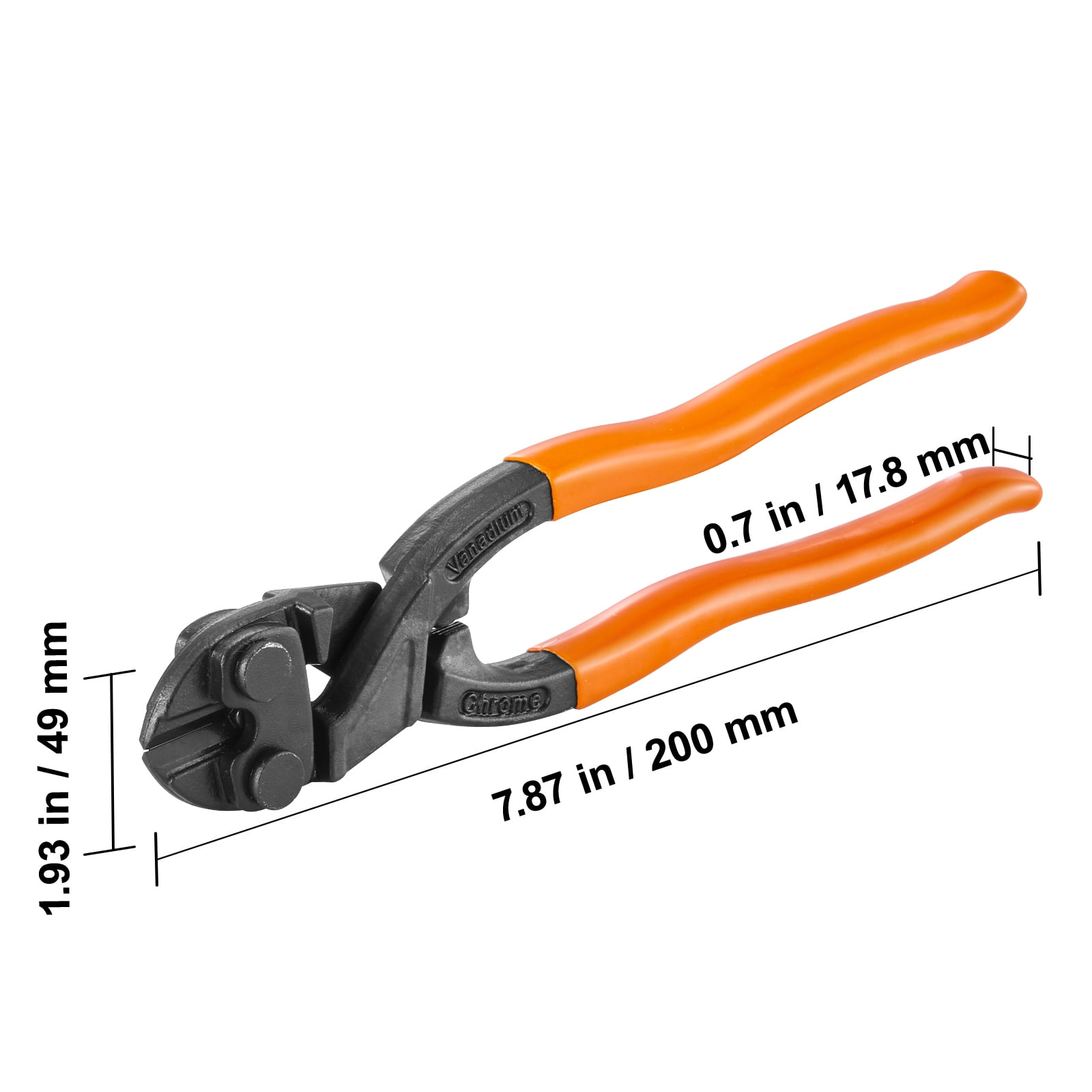 SKYSHALO Bolt Cutter, 8" Mini Lock Cutter with Streamlined Ergonomic Handle, Chromium Vanadium Alloy Steel Blade, Heavy Duty Bolt Cutter for Rods, Bolts, Steel Wires, Cables, Rivets, and Chains