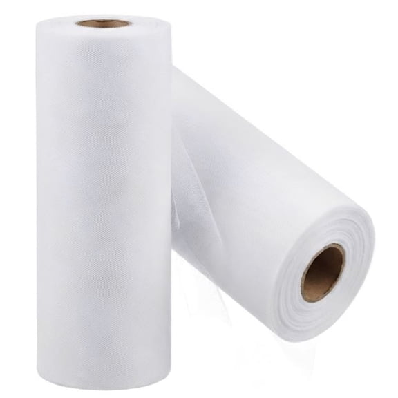 6 Inch x 25 Yards White Sequin Sparkling Tulle Roll, Premium Net Fabric for Tutu Gift Wrap Wedding Party Decor