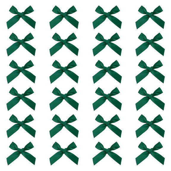 80 Pcs Mini Ribbon Bow 1.8 Inch for Craft DIY Cake Sewing Wedding Birthday Party Wrapping, Dark Green