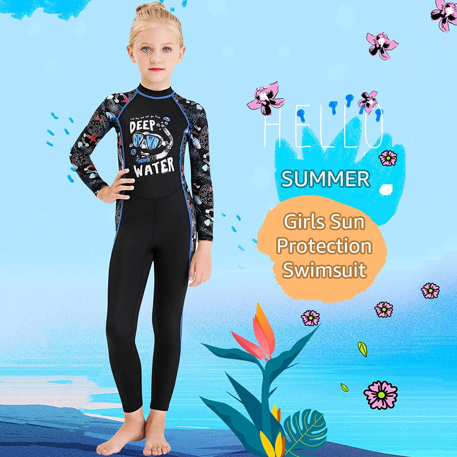 Girls sun protection swimwear hotsell