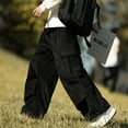 thumbnail image 6 of Lmnyox Wide Leg Pants for Men Casual Solid Color Corduroy Cargo Pants Baggy Drawstring Trousers with Pockets, 6 of 9